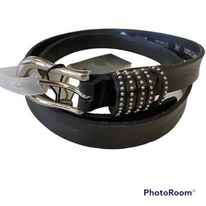 Balibelts Studio Black Leather Silver Studded  Belt Medium NWT
